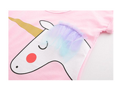 Girl's Multicolor Unicorn T-Shirt & Skirt Set