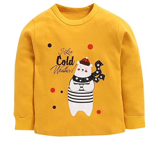 Googo Gaaga Boys I Love Cold Weather Printed T-Shirt With Pajama In Mulitcolour