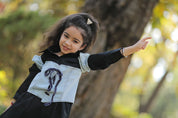 Girl's Black Dress & Denim Jacket Set
