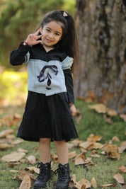 Girl's Black Dress & Denim Jacket Set