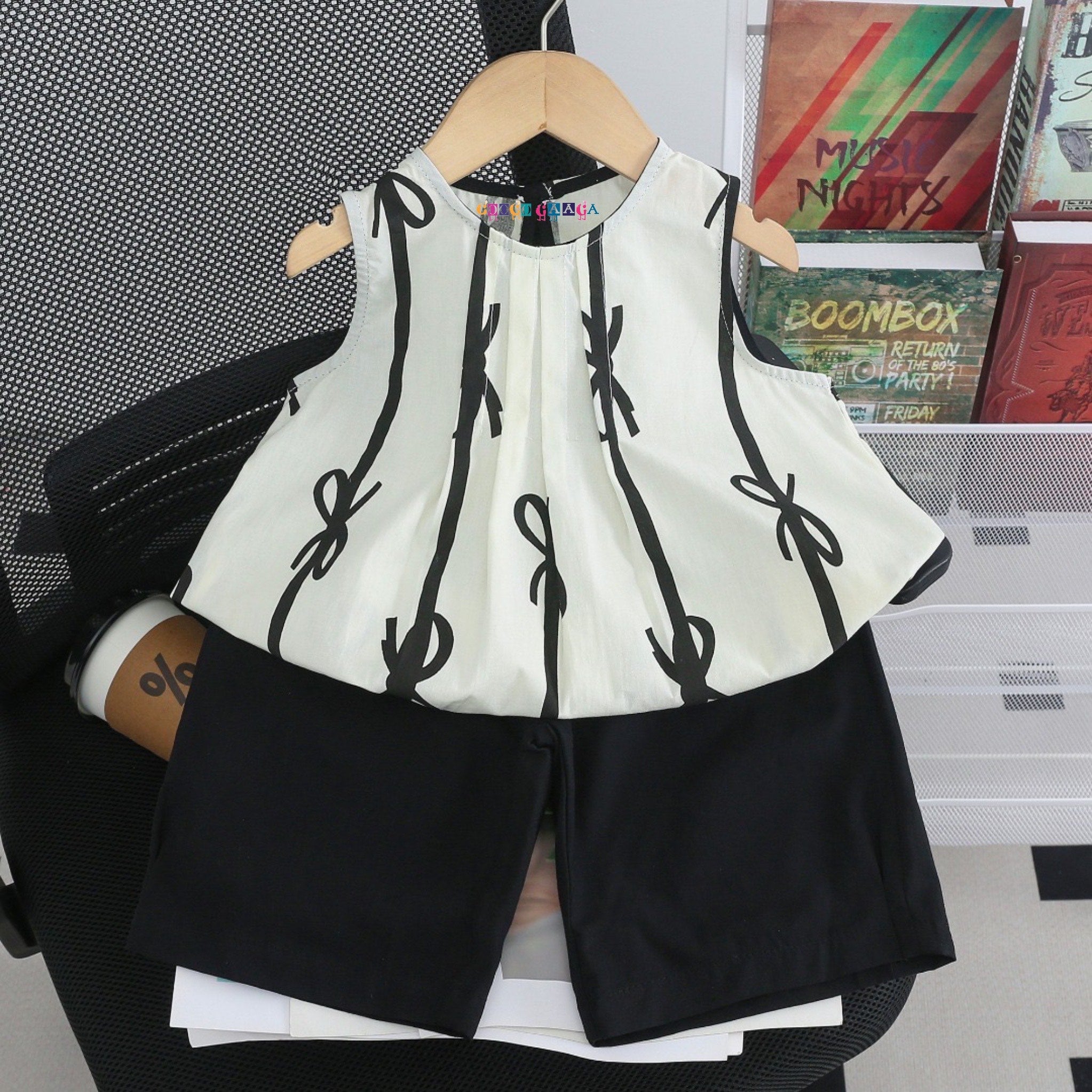 Girl's Cream Sleeveless Top & Shorts Set