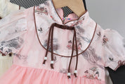 Girl's Pink Half-Sleeve Frock