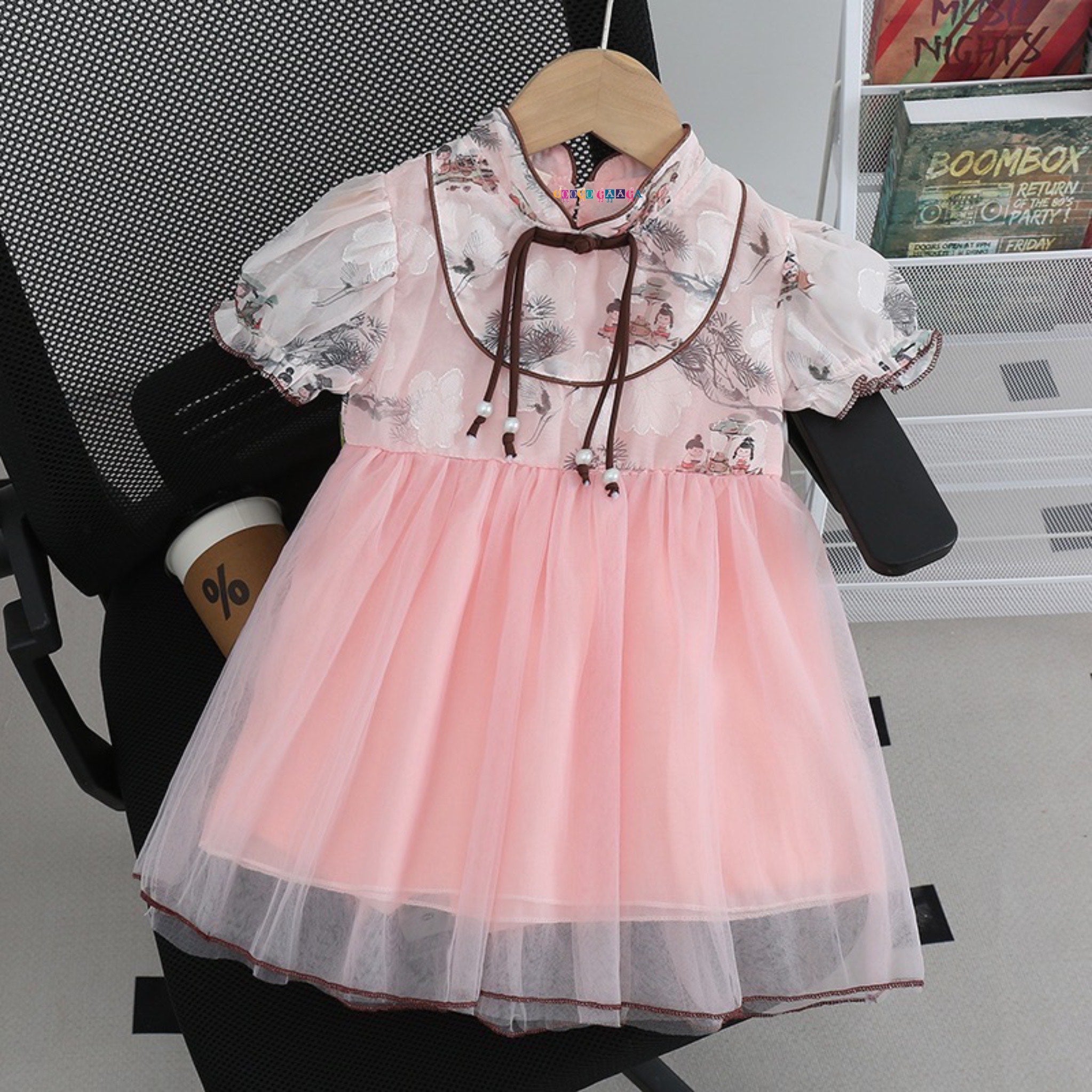 Girl's Pink Half-Sleeve Frock