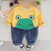 Boy's Yellow Snail Print Sweatshirt & Pants Set