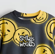Boy's Smile Print Half-Sleeve T-Shirt - Yellow