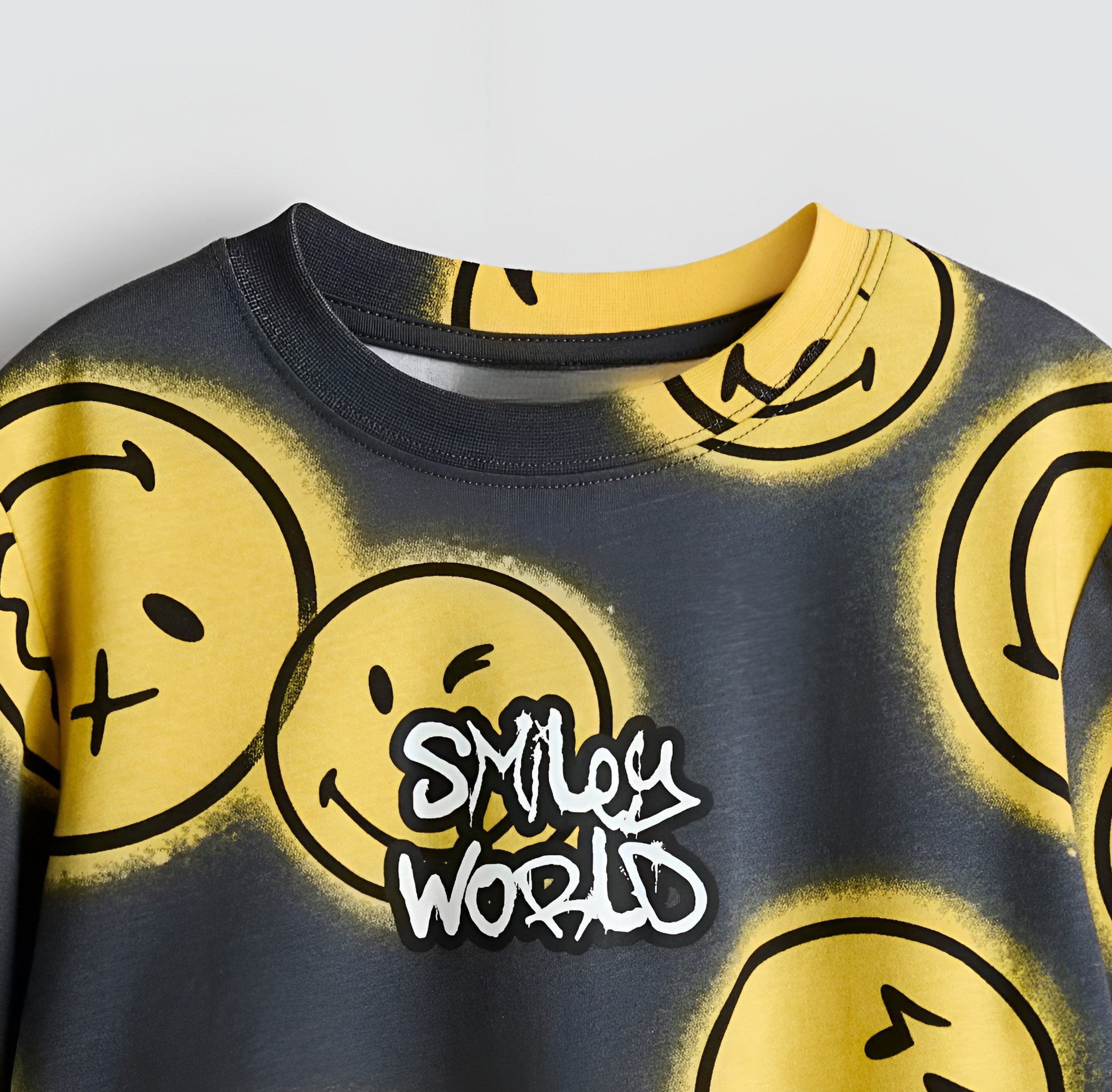 Boy's Smile Print Half-Sleeve T-Shirt - Yellow