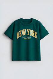 Boy's New York Print Half-Sleeve T-Shirt - Green
