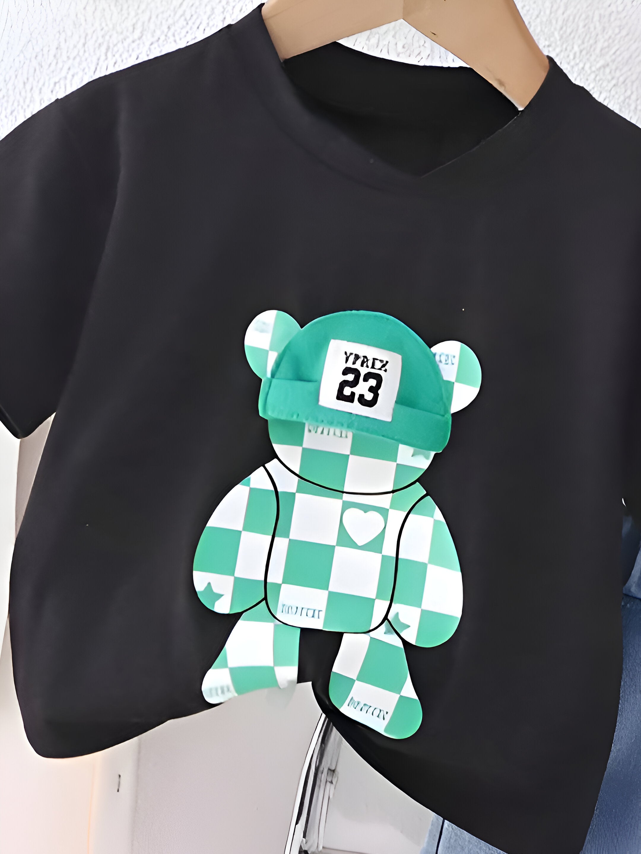 Boy's Black Graphic Print T-Shirt & Shorts Set