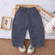 Boy's Cotton Baggy Fit Denim Pants - Black