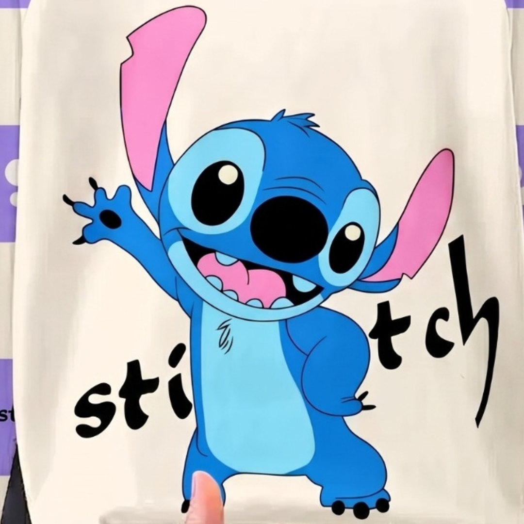 Googo Gaaga Kids Stitch Cartoon Printed Full Sleeve T-Shirt & Checkered Pyjama Set – Purple & Cream