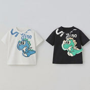 Boy's 2-Pack SuperDino Print T-Shirts - Black & White