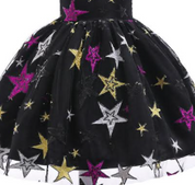 Girl's Black Sequin Star Dress