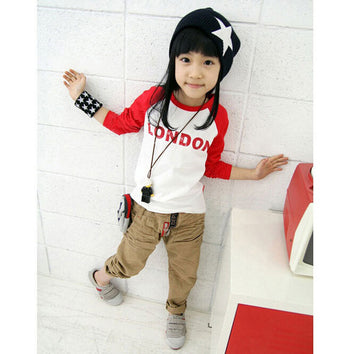 Stylish Red and White Printed Full Sleeves T-shirt with Pant Set