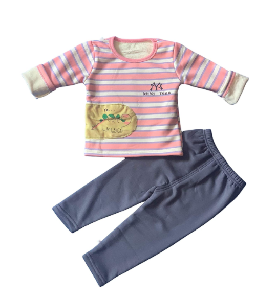 Boy's Striped Fleece Sweatshirt & Grey Pants Set