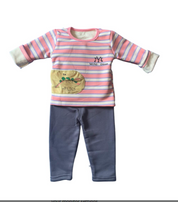 Boy's Striped Fleece Sweatshirt & Grey Pants Set
