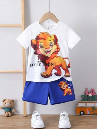 Googo Gaaga Boys Lion Printed T-shirt with Shorts
