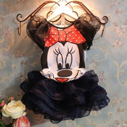 Beautiful Sleeveless Minnie Mouse Printed Black Dress