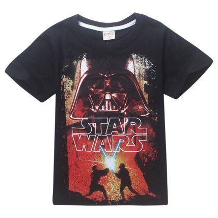Black Star Wars Printed Half Sleeves T-shirt