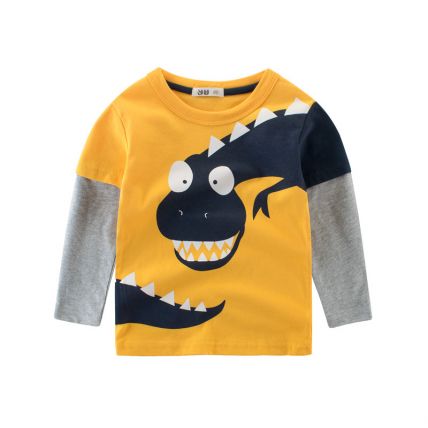 Googo Gaaga Boys Dinosaur Printed T-Shirt In Yellow Colour