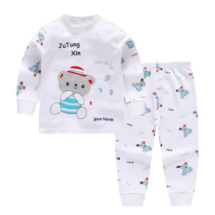  Boy's and Girl's Printed Pyjama set in White Colour