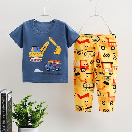 Googo Gaaga Boys Cotton Printed  T-Shirt With Pajama In Mulitcolour