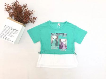 Googo Gaaga Girls Graphic Printed Top In Mint Green Colour