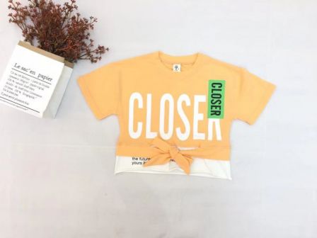 Googo Gaaga Girls Closer Printed Top In Orange Colour