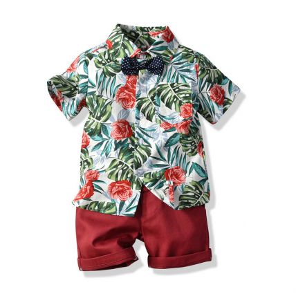 Googo Gaaga Floral Printed Shirt And Shorts Set In Multicolour