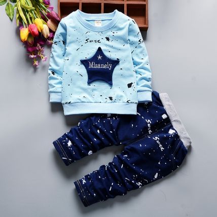 Stylish Boy's Cotton Full Sleeves Sweatshirt and Pant  in Blue 