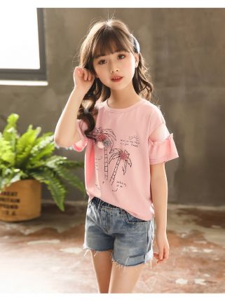 Googo Gaaga Girls Cotton T-Shirt In Pink Colour