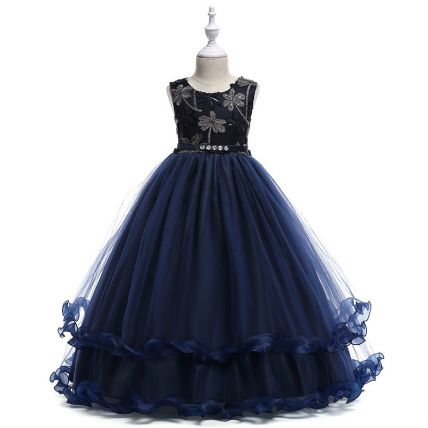 Googo Gaaga Girls Sequin Embellished Dress In Royal Blue Colour
