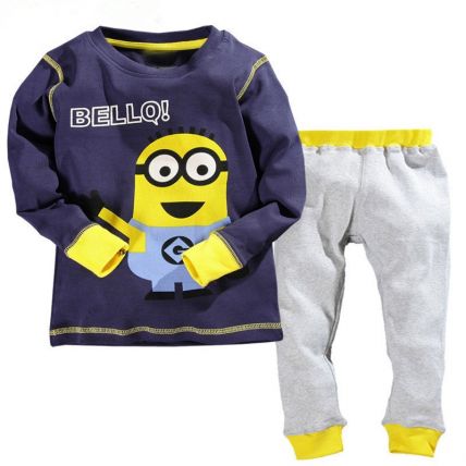 Trendy Blue Printed Minions T-shirt and Pant Set